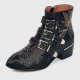 Rivets Decorated Thick Heel Pointed Boots Shoes - Black | image