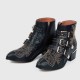 Rivets Decorated Thick Heel Pointed Boots Shoes - Black | image
