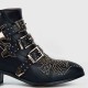 Rivets Decorated Thick Heel Pointed Boots Shoes - Black | image