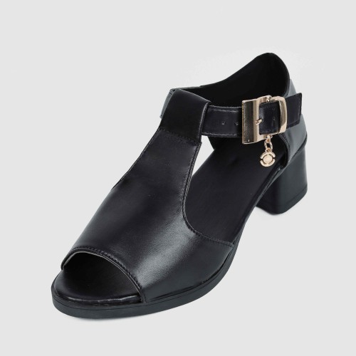 Trendy Fish Mouth Buckle Sandal Casual Shoes - Black image