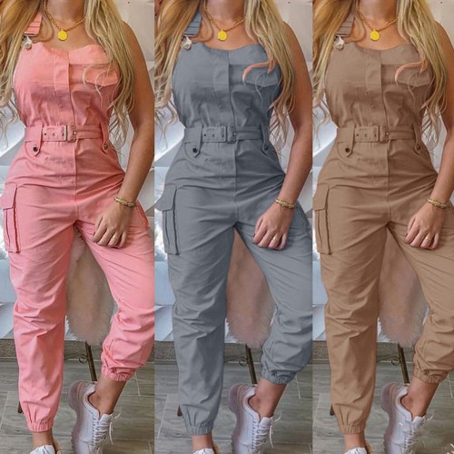 Sleeveless One-shoulder Strap Rompers Casual Dress - Grey image