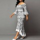 Stylish Printed Lace Robe Mermaid Ruffle Dress - White image