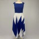 Trending Contrast Geometric Sleeveless Long Dress - Blue|image