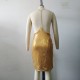 Trending Hot V Neck Slim Fitted Sequined Party Dress - Gold image