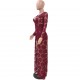 Hot Lace Hollow Floral Designed Long Party Dress - Red image