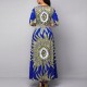 Stylish Floral Print Full-sleeve Maxi Casual Dress - Blue image