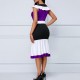 Modish Sleeveless Vintage Contrast Midi Skirt Casual Dress - Purple image