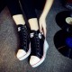 High Wedge Platform Canvas Sneaker Shoes - Black image