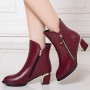 Latest Thick Heel Pointed Short Boots Women Shoes - Red