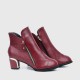 Latest Thick Heel Pointed Short Boots Women Shoes - Red image