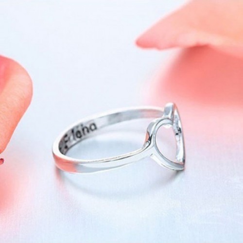 Simple Charm Best Friends Carved Hollow Heart Ring-Silver image