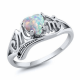 Rainbow Color Heart Style Fire Opal Womens Ring-Silver image