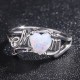 Rainbow Color Heart Style Fire Opal Womens Ring-Silver image