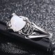 Rainbow Color Heart Style Fire Opal Womens Ring-Silver image