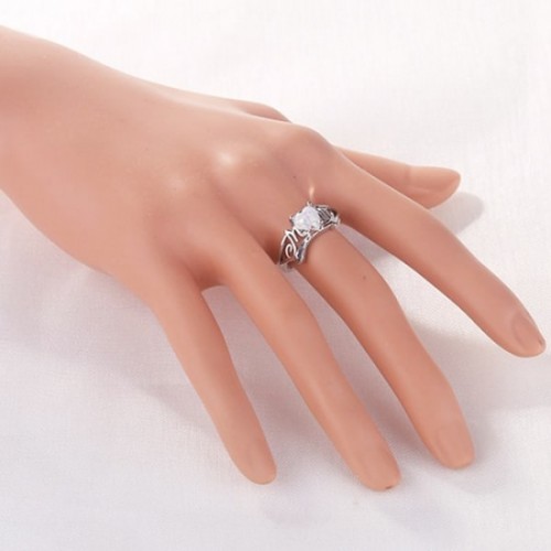 Rainbow Color Heart Style Fire Opal Womens Ring-Silver image