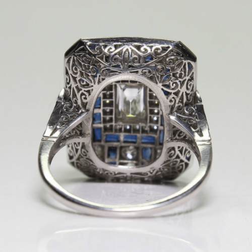 Unique Design Big Stone Silver Ring For Womens-Green image