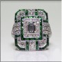 Unique Design Big Stone Silver Ring For Womens-Green