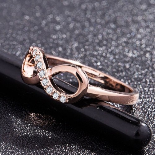Simple Style "8" Shape Zircon Stones Fashion Ring-Gold image