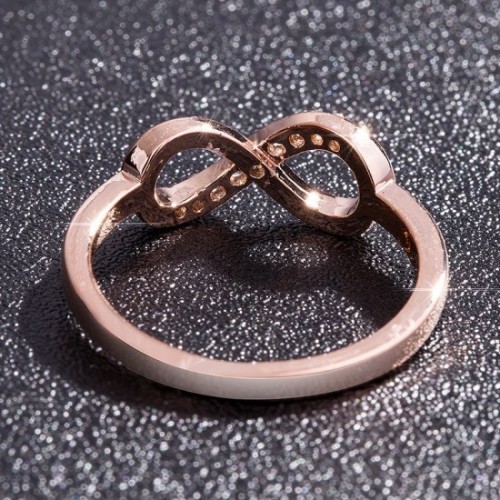 Simple Style "8" Shape Zircon Stones Fashion Ring-Gold image