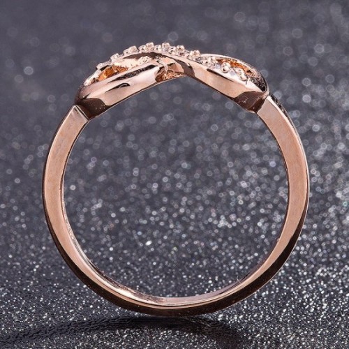 Simple Style "8" Shape Zircon Stones Fashion Ring-Gold image