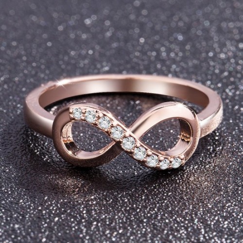 Simple Style "8" Shape Zircon Stones Fashion Ring-Gold image