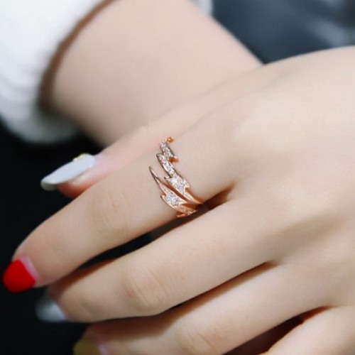 Antique Irregular Geometric Fashion Adjustable Zircon Ring-Silver image