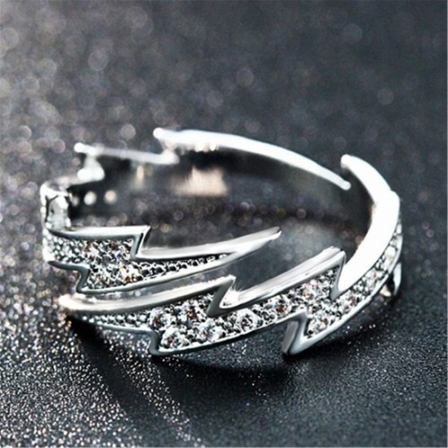 Antique Irregular Geometric Fashion Adjustable Zircon Ring-Silver image