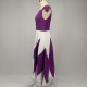 Trending Contrast Geometric Sleeveless Long Dress - Purple image