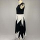 Trending Contrast Geometric Sleeveless Long Dress - Black image