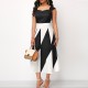 Trending Contrast Geometric Sleeveless Long Dress - Black image