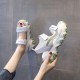 Trendy Chunky Style Velcro Platform Flat Sandal - Green image