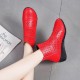 New Style Breathable Hollow Zipper Slope High Heel Shoes - Red image