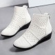 New Style Breathable Hollow Zipper Slope High Heel Shoes - Cream image