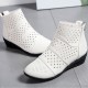 New Style Breathable Hollow Zipper Slope High Heel Shoes - Cream image