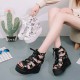 New Summer Peep-toe Wedge Platform Sandals - Black image