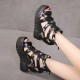 New Summer Peep-toe Wedge Platform Sandals - Black image