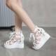 New Summer Peep-toe Wedge Platform Sandals - White image