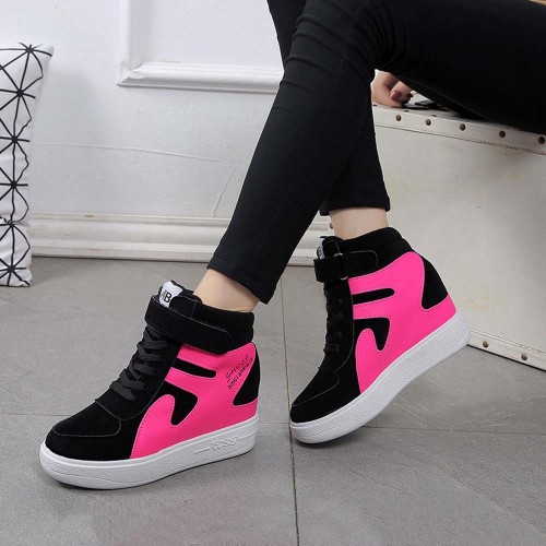 Latest Style High Top Women's Hidden Wedge Sneaker Shoes - Black image