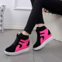 Latest Style High Top Women's Hidden Wedge Sneaker Shoes - Black