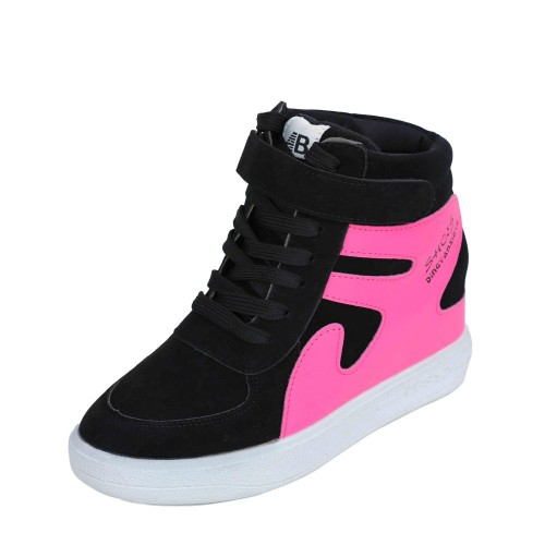 Latest Style High Top Women's Hidden Wedge Sneaker Shoes - Black image