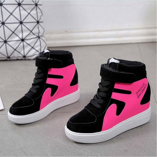 Latest Style High Top Women's Hidden Wedge Sneaker Shoes - Black image