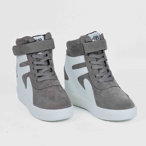 Latest Style High Top Women's Hidden Wedge Sneaker Shoes - Grey image