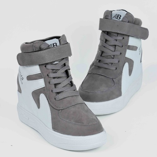 Latest Style High Top Women's Hidden Wedge Sneaker Shoes - Grey image