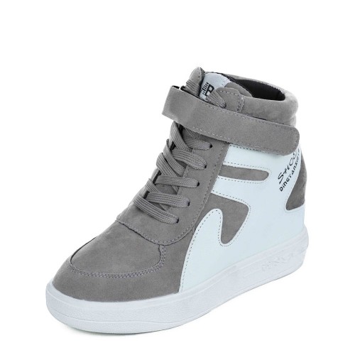 Latest Style High Top Women's Hidden Wedge Sneaker Shoes - Grey image