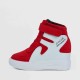Latest Style High Top Women's Hidden Wedge Sneaker Shoes - Red image