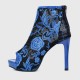 Women's Hollow out Embroidery Thin Heeled Sandals - Blue image