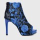 Women's Hollow out Embroidery Thin Heeled Sandals - Blue image