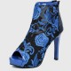Women's Hollow out Embroidery Thin Heeled Sandals - Blue image