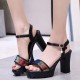 Roman Style Strap Open Toe High Heel Sandal - Black image