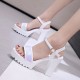 Roman Style Strap Open Toe High Heel Sandal - White image